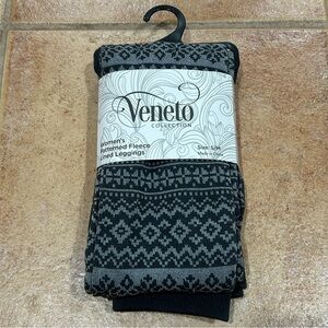 Veneto Collection Women's patterned Fleece Lined Leggings Grey Black Size S/M